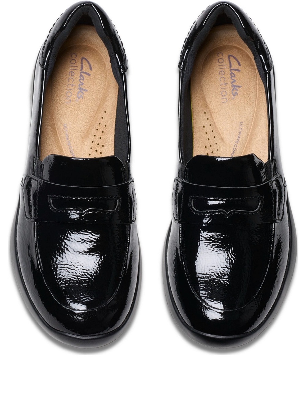Clarks women Patent Black Slip-On Dress Shoes